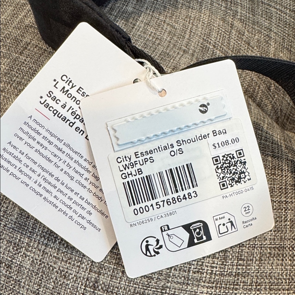 lululemon athletica City Essentials L Monogram Jacquard Black Shoulder Bag - Picture 10 of 17